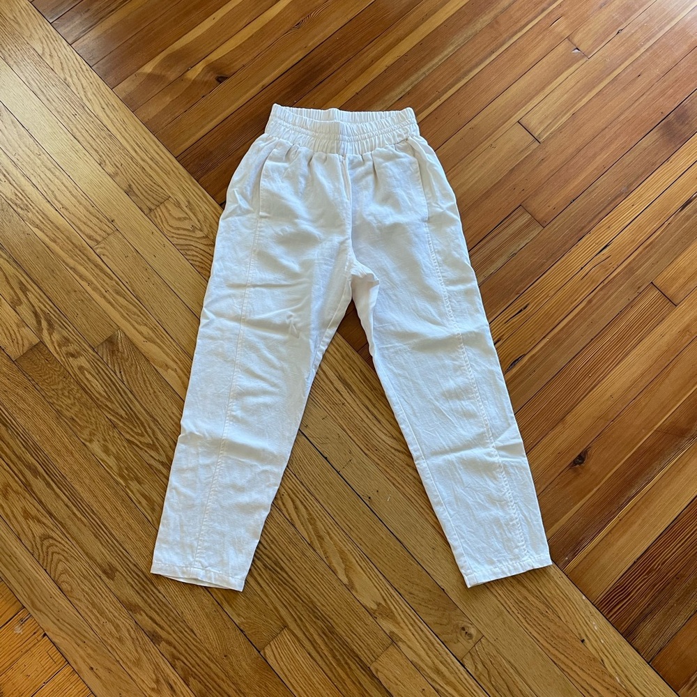 Hatch Cream Pants with Elastic Waistband Size 0